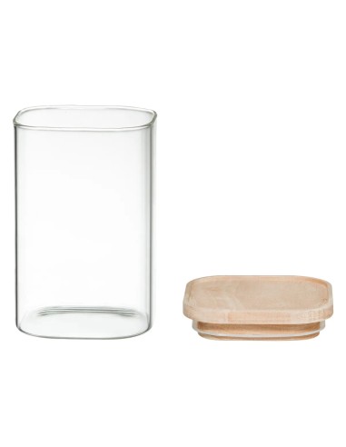 Lot de 4 bocaux empilables Hermet verre et bois Five