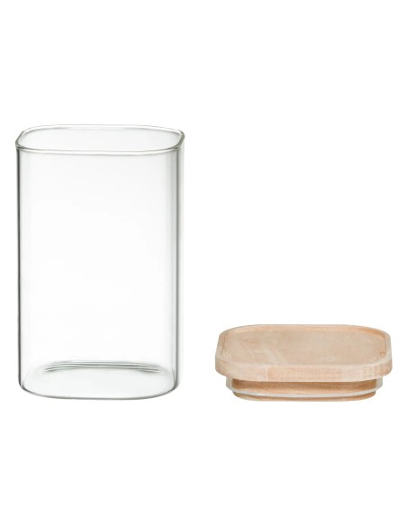 Lot de 4 bocaux empilables Hermet verre et bois Five