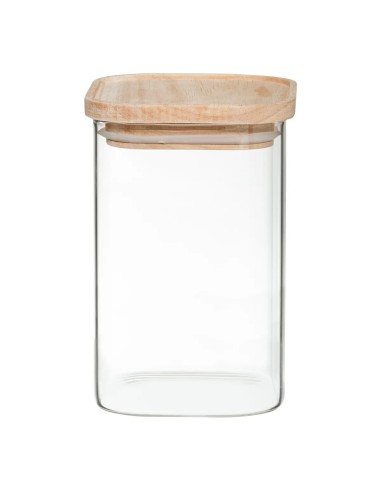 Lot de 4 bocaux empilables Hermet verre et bois Five