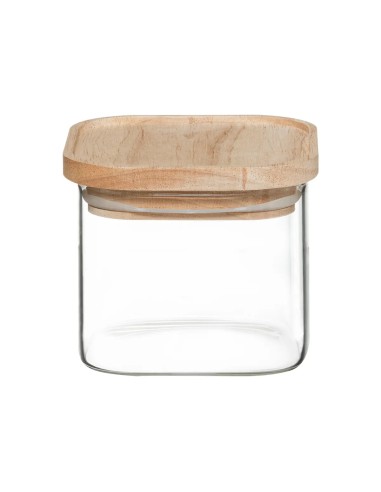 Lot de 4 bocaux empilables Hermet verre et bois Five