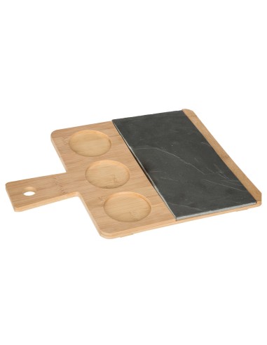 Service apéritif 4 pcs ardoise et bambou Secret De Gourmet