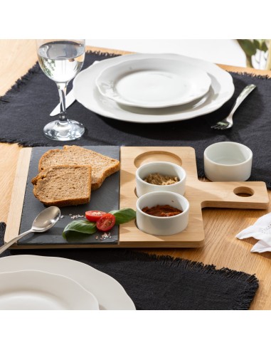 Service apéritif 4 pcs ardoise et bambou Secret De Gourmet