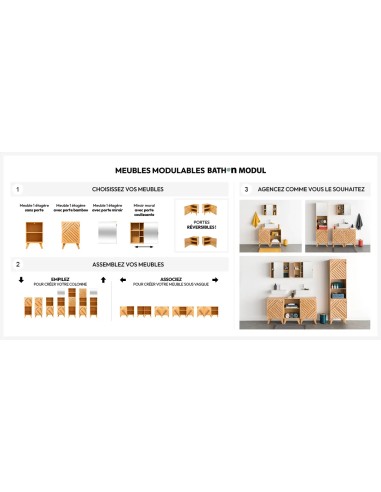 Meuble avec porte Bath'N'modul bambou Beige Five
