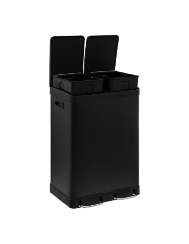 Poubelle de tri 2 bacs 2x30L Ariane Noire Five