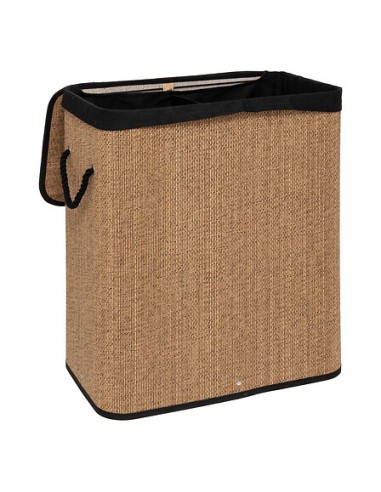 Panier à linge bambou et tissu 100L Marron Five