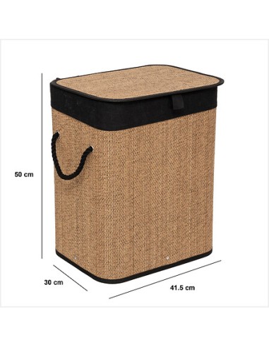 Panier à linge bambou et tissu 60L Marron Five