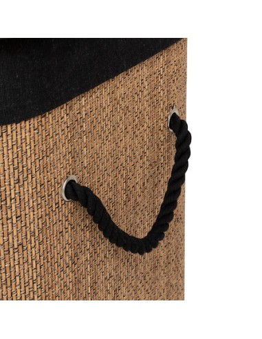 Panier à linge bambou et tissu 60L Marron Five