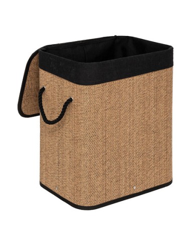 Panier à linge bambou et tissu 60L Marron Five