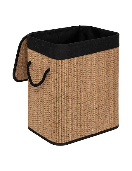 Panier à linge bambou et tissu 60L Marron Five