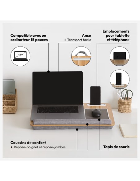 Plateau support ordinateur Athome Beige Five