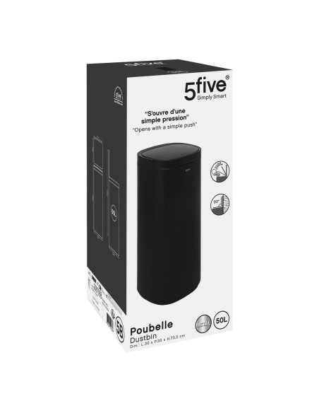 Poubelle De Cuisine Haute Ronde 50L Noir Five