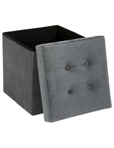 Pouf Coffre En Velours Lysandre Gris Atmosphera 2