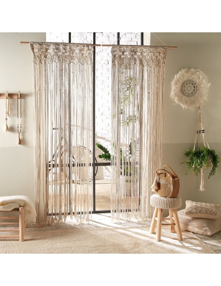 Rideau De Fils 90x200 Macramé Beige Atmosphera