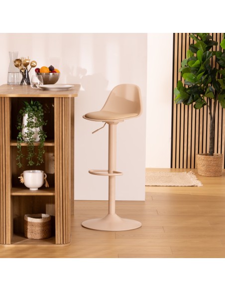 Lot De 2 Chaises De Bar Haute Ajustable Aiko Beige Atmosphera