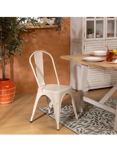 Lot De 4 Chaises Niko En Métal Beige Argile Atmosphera 2