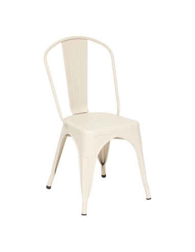 Lot De 4 Chaises Niko En Métal Beige Argile Atmosphera