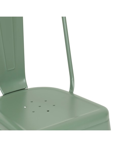 Lot De 4 Chaises Niko En Métal Vert Olive Atmosphera