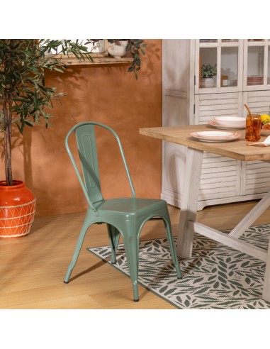Lot De 4 Chaises Niko En Métal Vert Olive Atmosphera
