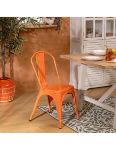 Lot De 4 Chaises Niko En Métal Orange Atmosphera 2
