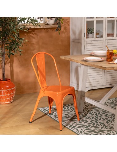 Lot De 4 Chaises Niko En Métal Orange Atmosphera