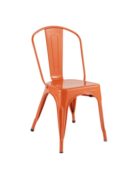 Lot De 4 Chaises Niko En Métal Orange Atmosphera