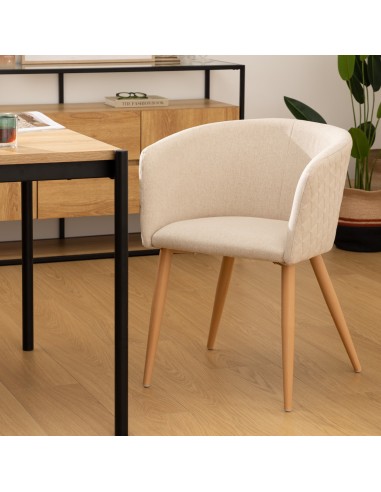 Fauteuil De Diner Marlo En Velours Beige Atmosphera