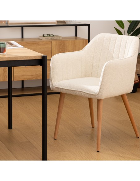 Fauteuil De Diner Bouclette Visoca Blanc Atmosphera