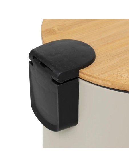 Poubelle En Métal Couvercle En Bambou 30L Beige Five