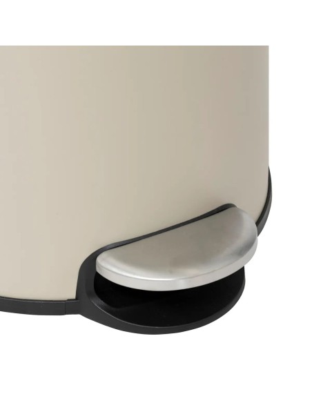 Poubelle En Métal Couvercle En Bambou 30L Beige Five