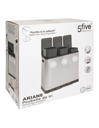 Poubelle De Cuisine De Tri 3 Bacs 3x18L Ariane Inox Five