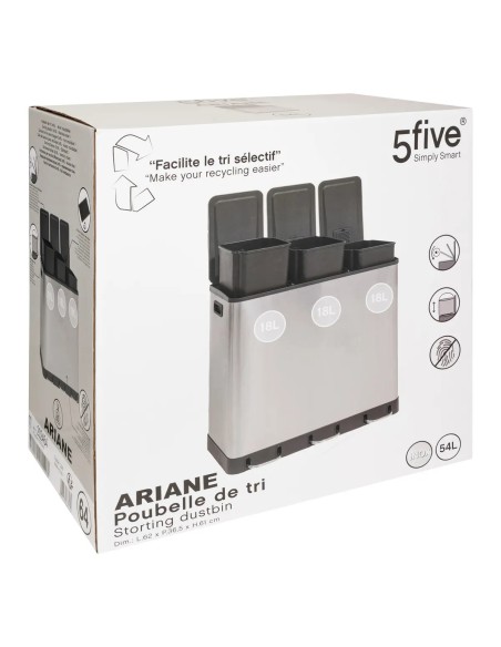 Poubelle De Cuisine De Tri 3 Bacs 3x18L Ariane Inox Five