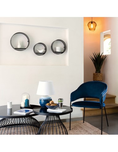 Lot De 3 Étagères Murales Juni Noir Atmosphera