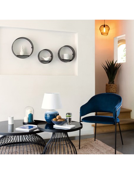 Lot De 3 Étagères Murales Juni Noir Atmosphera