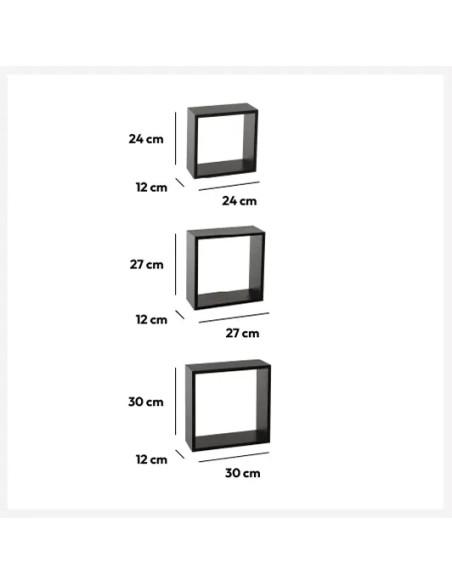 Lot De 3 Étagères Fixy Taille L Noir Five