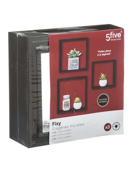 Lot De 3 Étagères Fixy Taille L Noir Five