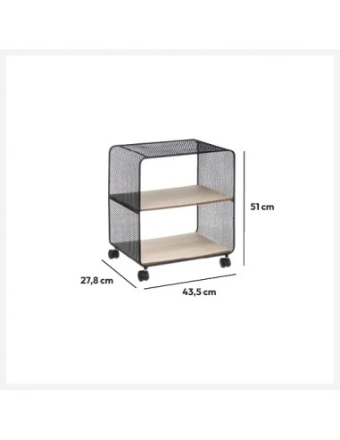 Étagère 2 Cases Avec Roulettes Noir Five