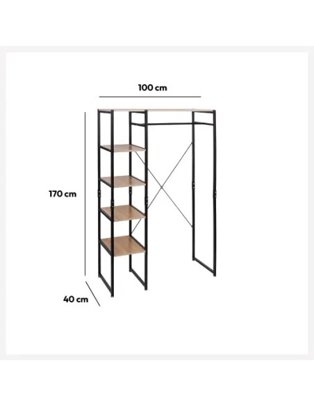 Penderie Avec 5 Étagères Aliaj Noir Five