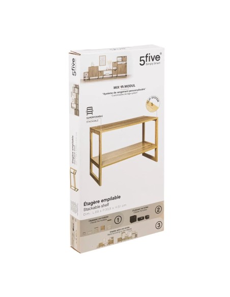 Étagère Empilable 2 Cases Naturel Five