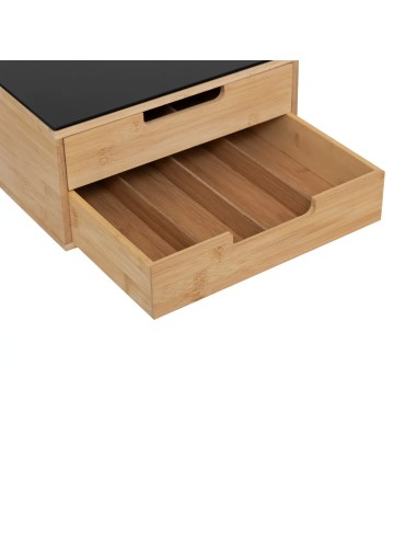 Porte Capsules 2 Tiroirs Black En Bambou Five