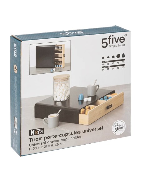 Porte Capsules Tiroir Nera Noir Five