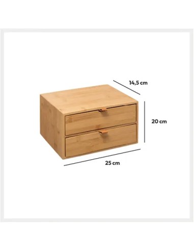 Boite 2 Tiroirs Tidy Smart Bambou Marron Five