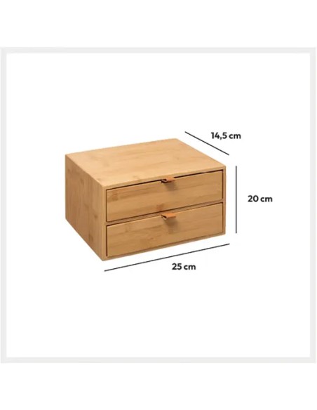 Boite 2 Tiroirs Tidy Smart Bambou Marron Five