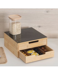 Porte Capsules 2 Tiroirs Black En Bambou Five 2