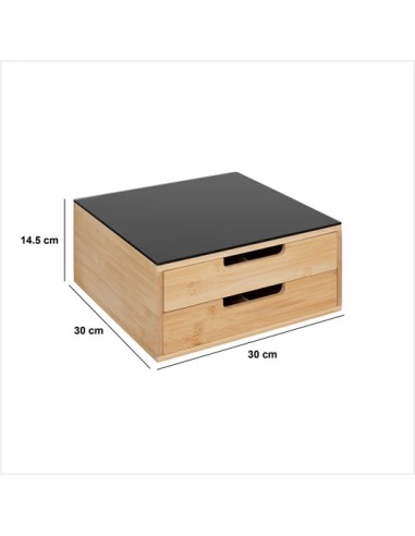 Porte Capsules 2 Tiroirs Black En Bambou Five