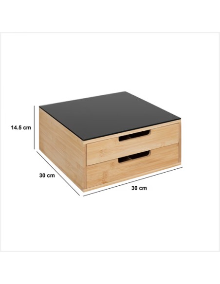 Porte Capsules 2 Tiroirs Black En Bambou Five