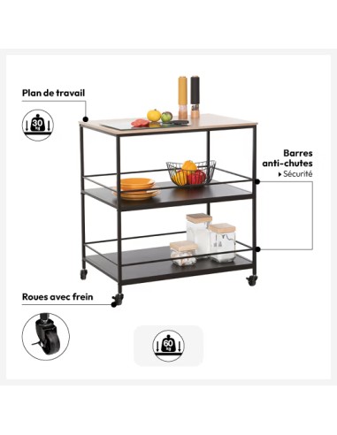 Desserte Grand Modèle 2 Niveaux Aliaj Noir Five