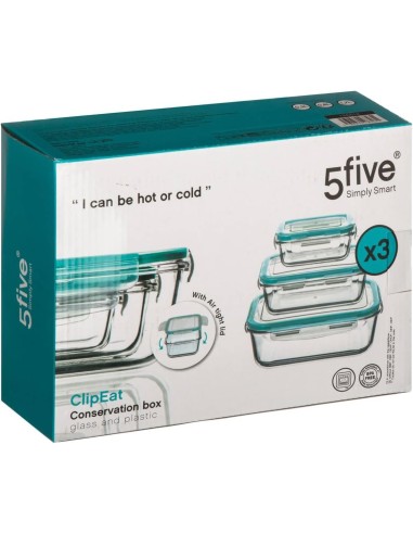 Lot De 3 Boîtes Clipeat En Verre Five