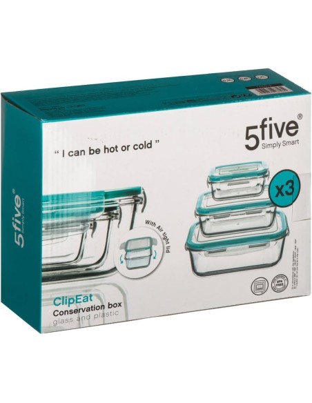 Lot De 3 Boîtes Clipeat En Verre Five