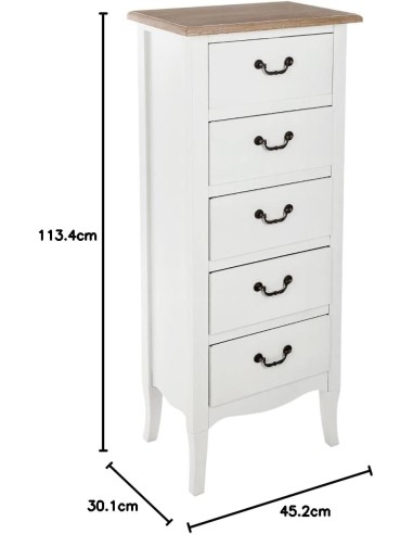 Chiffonnier 5 Tiroirs Chrysa Blanc Atmosphera