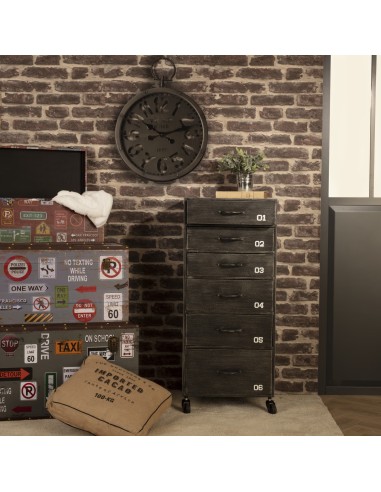 Chiffonnier 6 Tiroirs Sevin Noir Atmosphera